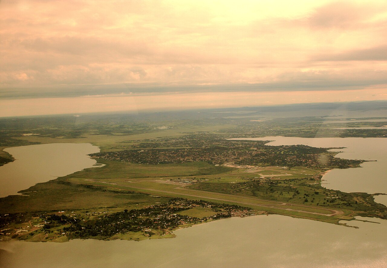Aerial view of Entebbe near Lake Victoria